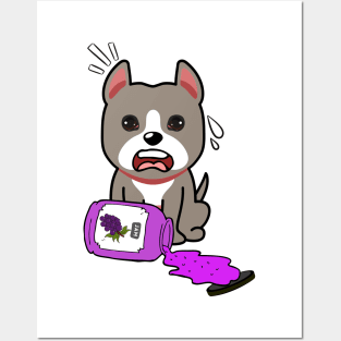 Funny grey dog spilled grape jam Posters and Art